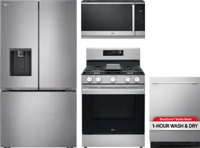 4 Piece Package Includes Refrigerator, Range, Microwave And Dishwasher