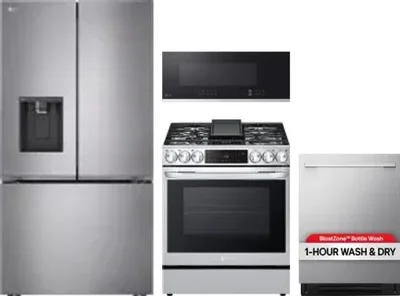 4 Piece Package Includes Refrigerator, Range, Microwave And Dishwasher