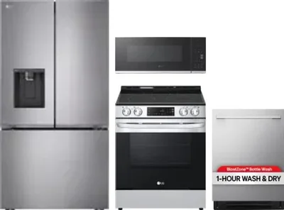 4 Piece Package Includes Refrigerator, Range, Microwave And Dishwasher