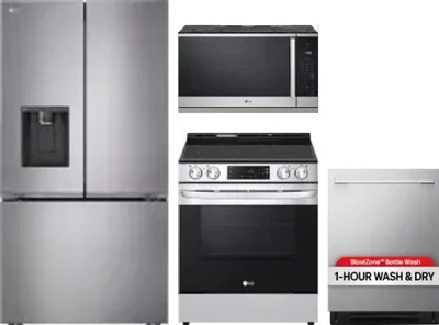 4 Piece Package Includes Refrigerator, Range, Microwave And Dishwasher