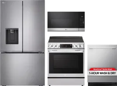 4 Piece Package Includes Refrigerator, Range, Microwave And Dishwasher