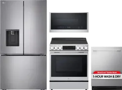 4 Piece Package Includes Refrigerator, Range, Microwave And Dishwasher
