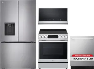 4 Piece Package Includes Refrigerator, Range, Microwave And Dishwasher