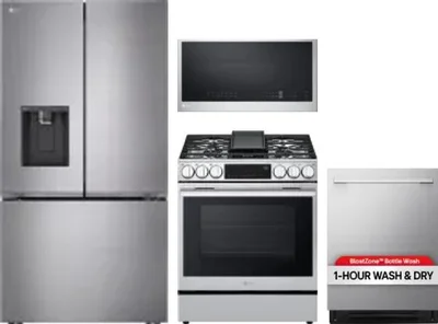 4 Piece Package Includes Refrigerator, Range, Microwave And Dishwasher