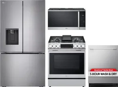 4 Piece Package Includes Refrigerator, Range, Microwave And Dishwasher