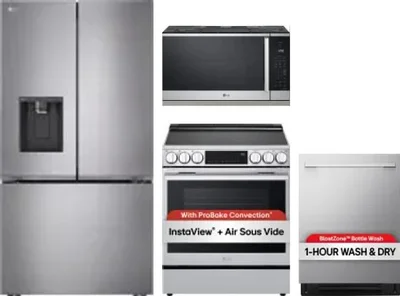 4 Piece Package Includes Refrigerator, Range, Microwave And Dishwasher