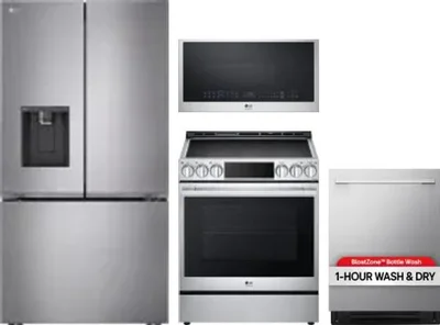 4 Piece Package Includes Refrigerator, Range, Microwave And Dishwasher