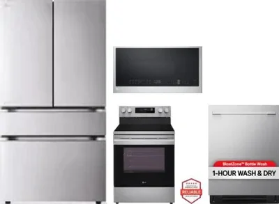 4 Piece Package Includes Refrigerator, Range, Microwave And Dishwasher