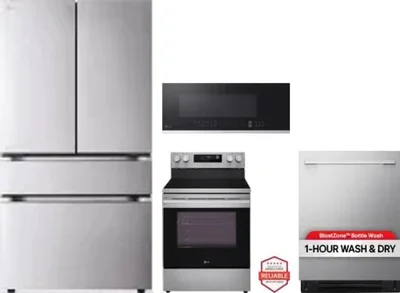 4 Piece Package Includes Refrigerator, Range, Microwave And Dishwasher