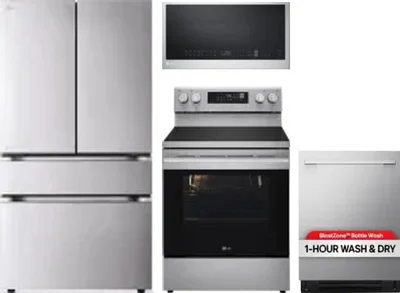 4 Piece Package Includes Refrigerator, Range, Microwave And Dishwasher
