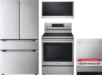 4 Piece Package Includes Refrigerator, Range, Microwave And Dishwasher
