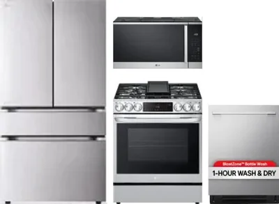 4 Piece Package Includes Refrigerator, Range, Microwave And Dishwasher