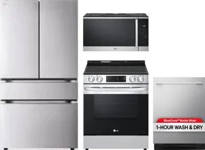 4 Piece Package Includes Refrigerator, Range, Microwave And Dishwasher