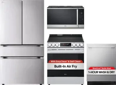4 Piece Package Includes Refrigerator, Range, Microwave And Dishwasher