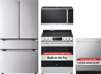 4 Piece Package Includes Refrigerator, Range, Microwave And Dishwasher