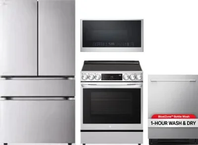 4 Piece Package Includes Refrigerator, Range, Microwave And Dishwasher
