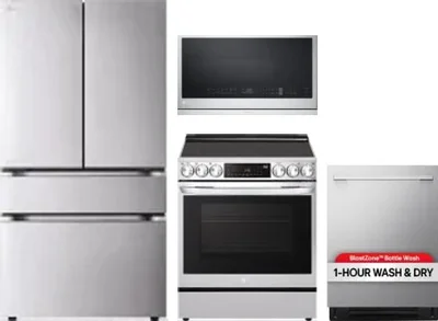 4 Piece Package Includes Refrigerator, Range, Microwave And Dishwasher
