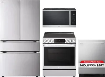 4 Piece Package Includes Refrigerator, Range, Microwave And Dishwasher