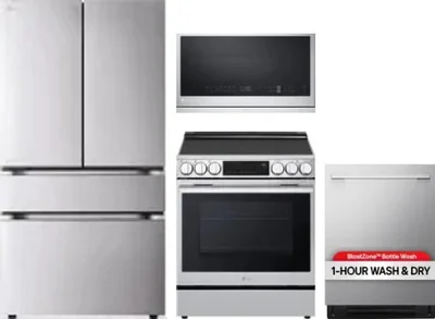 4 Piece Package Includes Refrigerator, Range, Microwave And Dishwasher