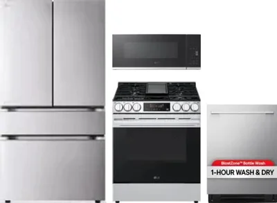 4 Piece Package Includes Refrigerator, Range, Microwave And Dishwasher