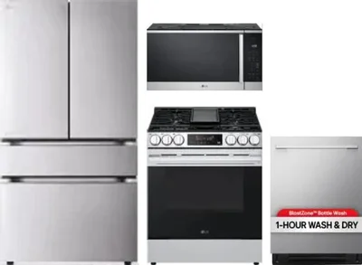 4 Piece Package Includes Refrigerator, Range, Microwave And Dishwasher