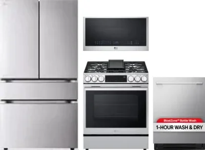 4 Piece Package Includes Refrigerator, Range, Microwave And Dishwasher