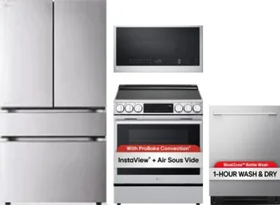 4 Piece Package Includes Refrigerator, Range, Microwave And Dishwasher