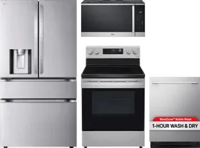 4 Piece Package Includes Refrigerator, Range, Microwave And Dishwasher