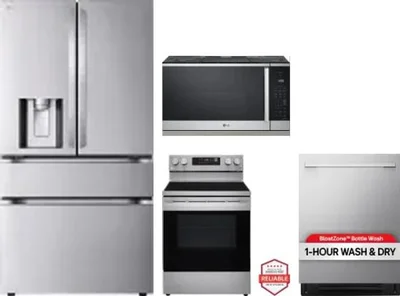 4 Piece Package Includes Refrigerator, Range, Microwave And Dishwasher