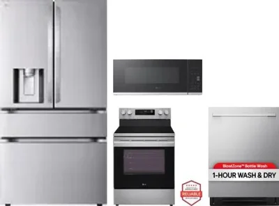 4 Piece Package Includes Refrigerator, Range, Microwave And Dishwasher
