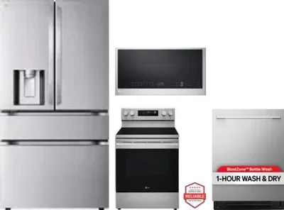 4 Piece Package Includes Refrigerator, Range, Microwave And Dishwasher