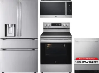 4 Piece Package Includes Refrigerator, Range, Microwave And Dishwasher