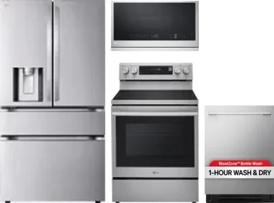 4 Piece Package Includes Refrigerator, Range, Microwave And Dishwasher