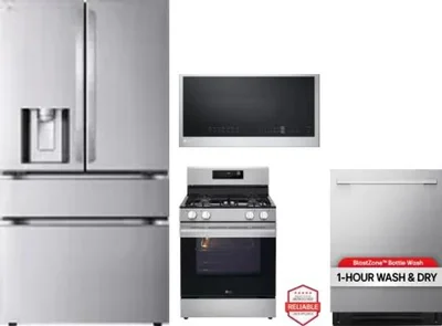 4 Piece Package Includes Refrigerator, Range, Microwave And Dishwasher