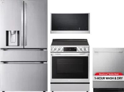 4 Piece Package Includes Refrigerator, Range, Microwave And Dishwasher