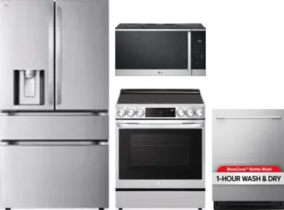 4 Piece Package Includes Refrigerator, Range, Microwave And Dishwasher