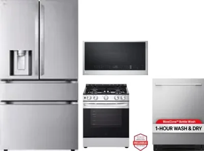 4 Piece Package Includes Refrigerator, Range, Microwave And Dishwasher