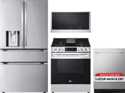 4 Piece Package Includes Refrigerator, Range, Microwave And Dishwasher