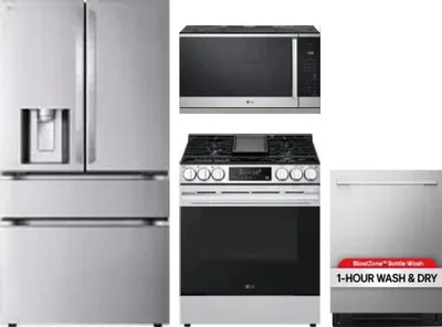 4 Piece Package Includes Refrigerator, Range, Microwave And Dishwasher