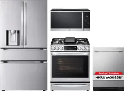 4 Piece Package Includes Refrigerator, Range, Microwave And Dishwasher