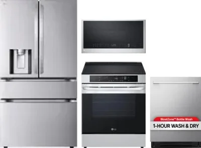 4 Piece Package Includes Refrigerator, Range, Microwave And Dishwasher