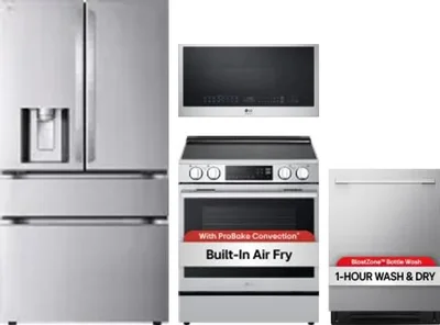4 Piece Package Includes Refrigerator, Range, Microwave And Dishwasher