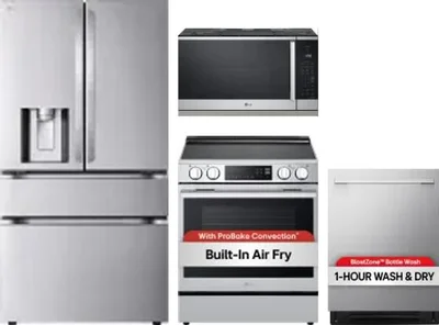 4 Piece Package Includes Refrigerator, Range, Microwave And Dishwasher