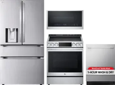 4 Piece Package Includes Refrigerator, Range, Microwave And Dishwasher
