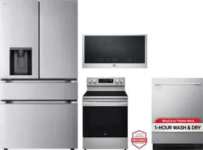 4 Piece Package Includes Refrigerator, Range, Microwave And Dishwasher