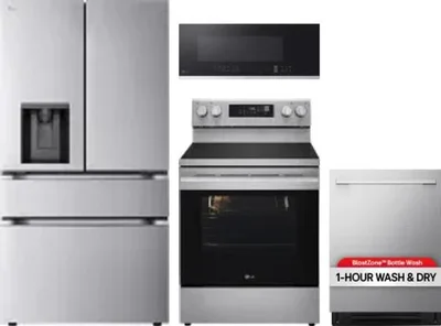 4 Piece Package Includes Refrigerator, Range, Microwave And Dishwasher