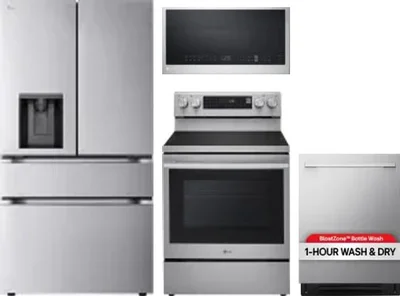 4 Piece Package Includes Refrigerator, Range, Microwave And Dishwasher