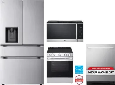 4 Piece Package Includes Refrigerator, Range, Microwave And Dishwasher
