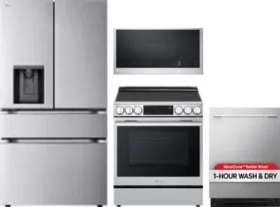 4 Piece Package Includes Refrigerator, Range, Microwave And Dishwasher