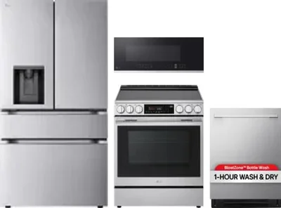 4 Piece Package Includes Refrigerator, Range, Microwave And Dishwasher